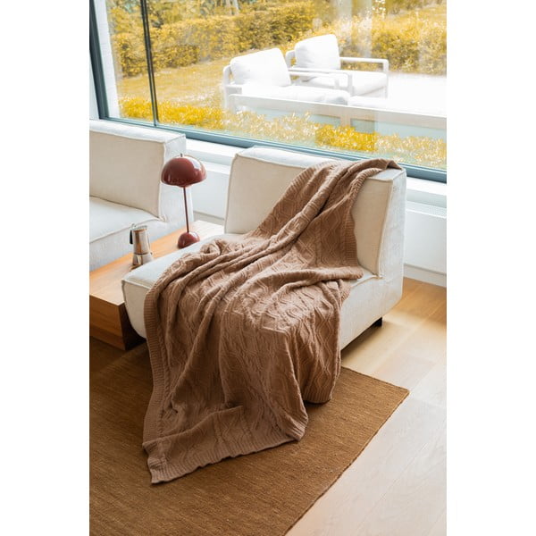 Hnedá deka z mikroplyšu 130x170 cm Aspen – Tiseco Home Studio-image-1