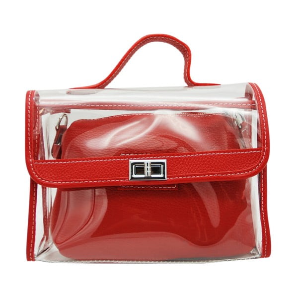 Červená kabelka z pravej kože Andrea Cardone Transpa Mini
