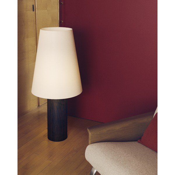 Biela/v tmavoprírodnej farbe stojacia lampa s textilným tienidlom (výška  110 cm) Marga – Kave Home-image-2
