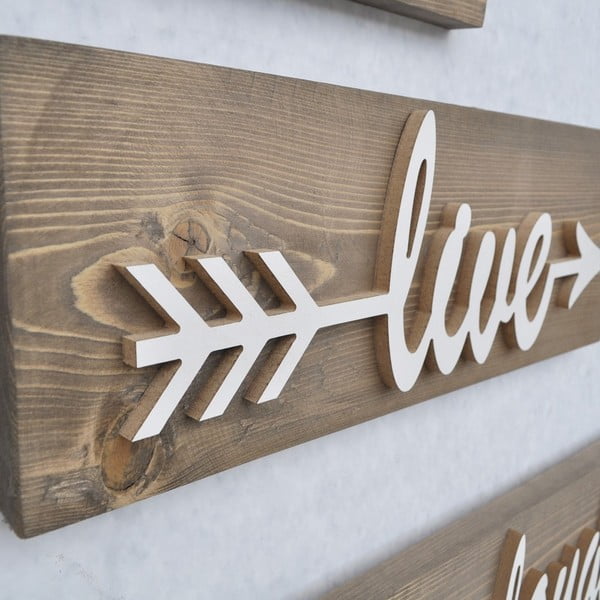 Sada 3 drevených nástenných dekorácií White Love-image-2