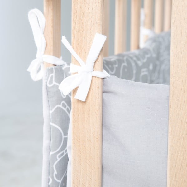 Biely/sivý mantinel do postieľky s prímesou bavlny 96 cm Miffy – Roba-image-3