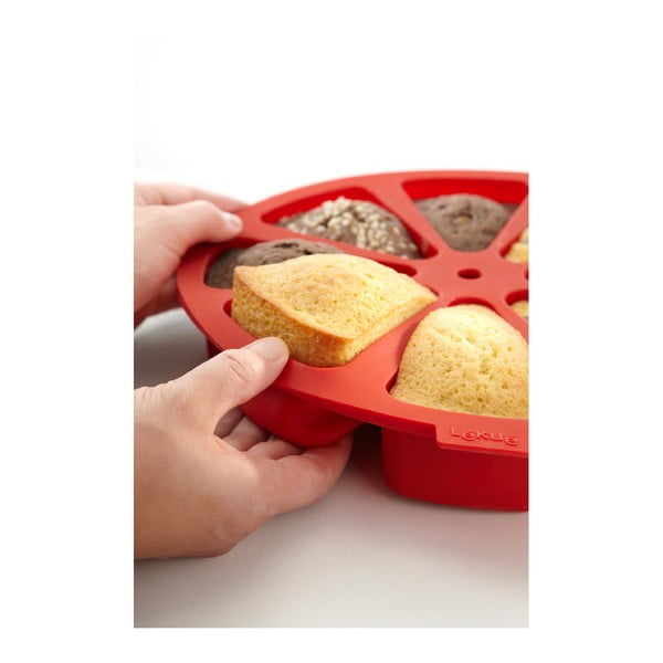 Červená silikónová deliaca forma na tortu Lékué, ⌀ 26,5 cm-image-3