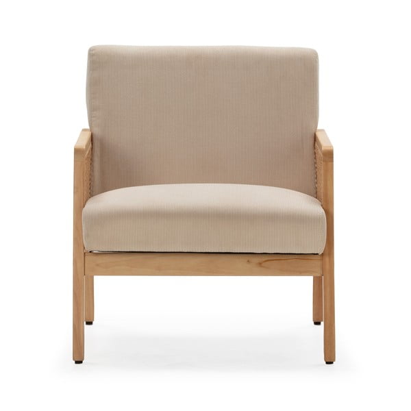 Béžové menčestrové kreslo s výpletom Debra – Marckeric-image-2