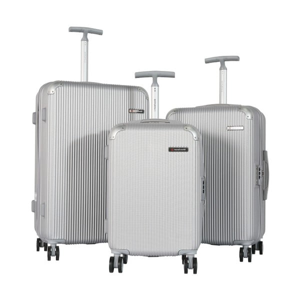 Sada 3 bielych cestovných kufrov na kolieskach Travel World Ebby