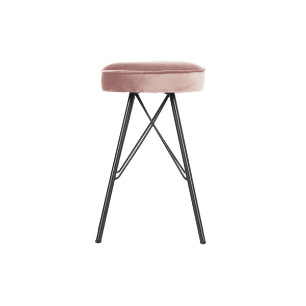 Ružová barová stolička so zamatovým poťahom WOOOD, výška 53 cm