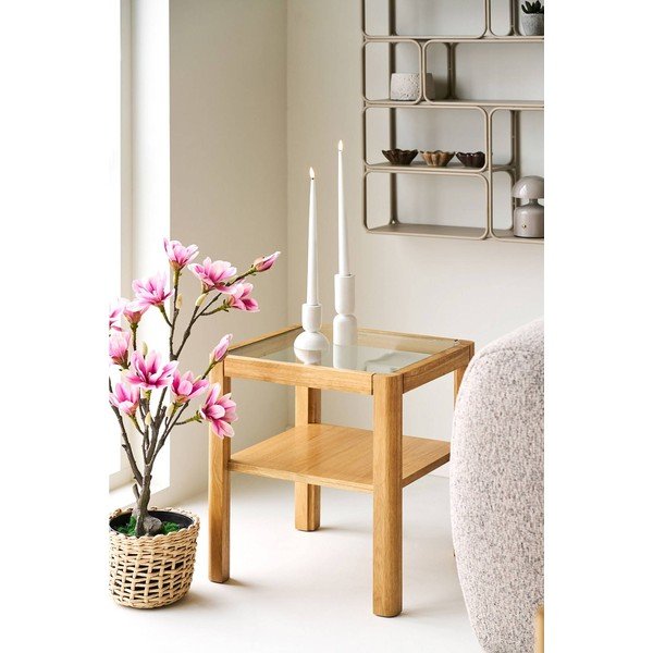 Odkladací stolík so sklenenou doskou 40x40 cm Lourmarin – House Nordic-image-1