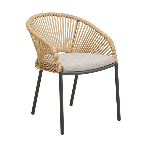 Béžová kovová/polstrovaná záhradná stolička Novella – House Nordic