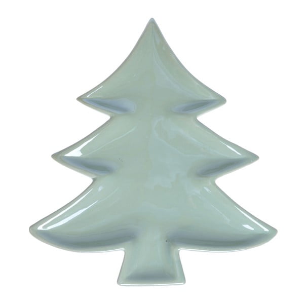 Zelený keramický tanier Ewax Christmas Tree, dĺžka 19,5 cm