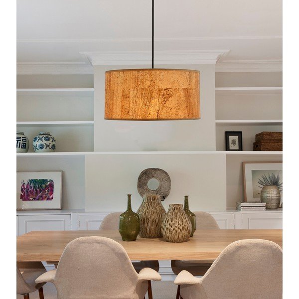 Koňakovohnedé závesné svietidlo s textilným tienidlom ø 30 cm Ecoline – Candellux Lighting-image-1