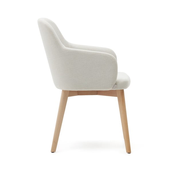 Krémovobiele čalúnené jedálenské kreslo s podrúčkami Nelida – Kave Home-image-3