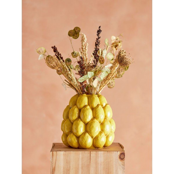 Žltá kameninová ručne maľovaná váza (výška  22 cm) Limone – Bloomingville-image-1