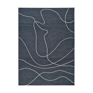 Tmavomodrý vonkajší koberec s prímesou bavlny Universal Doodle, 154 x 230 cm