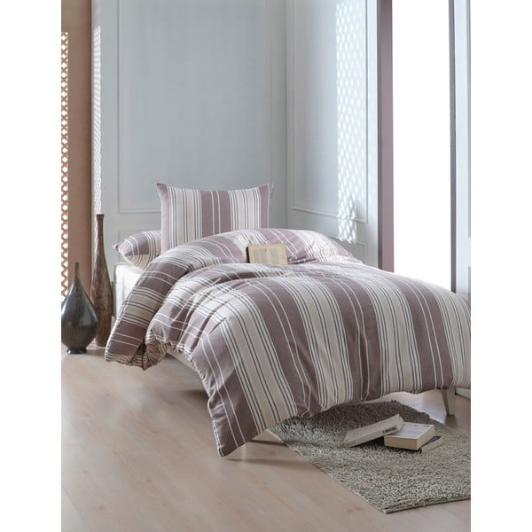 Hnedo-béžové obliečky na jednolôžko 140x200 cm Lima – Mijolnir