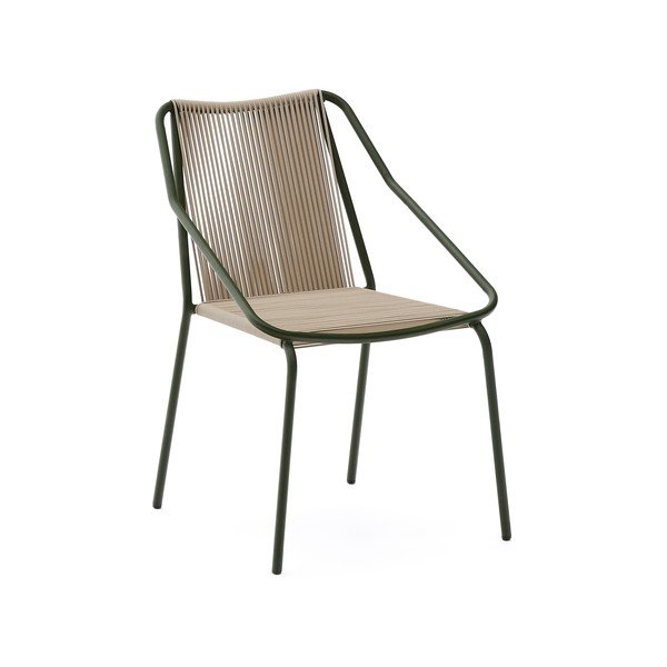 Tmavozelená/béžová kovová záhradná stolička Zivia – Kave Home