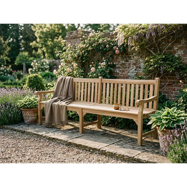 Drevená záhradná lavica v prírodnej farbe Madura – Garden Pleasure-image-1