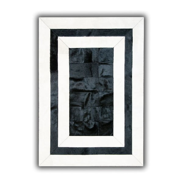 Koberec z pravej kože Black&White, 140x200 cm