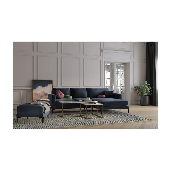 Tmavomodrá zamatová podnožka Kooko Home Harmony-image-3