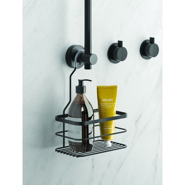 Čierna závesná kúpeľňová polica Metaltex Origin-image-1