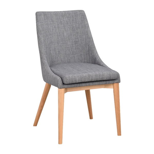 Sivá polstrovaná jedálenská stolička s hnedými nohami Rowico Bea