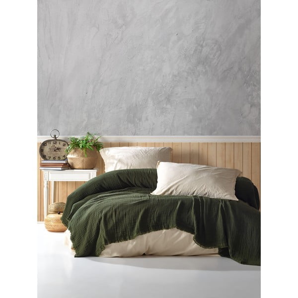 Tmavozelený mušelínový pléd 200x250 cm – Mijolnir-image-1