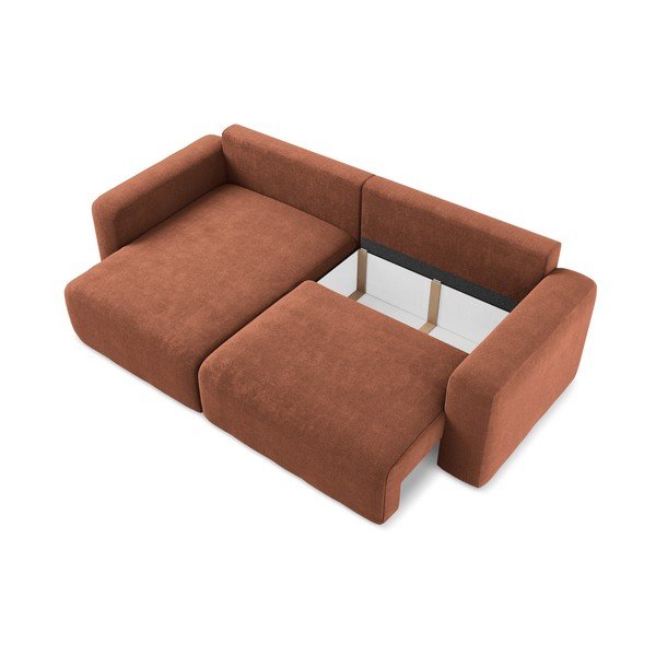 Ženilková rozkladacia/s úložným priestorom rohová pohovka v terakotovej farbe (ľavý roh/s leňoškou) Kona – Makamii-image-4