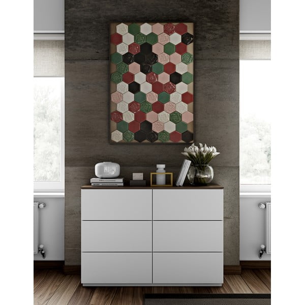 Biela komoda so šuplíkmi a doskou v orechovom dekore, 120 x 84 cm Join - TemaHome-image-1