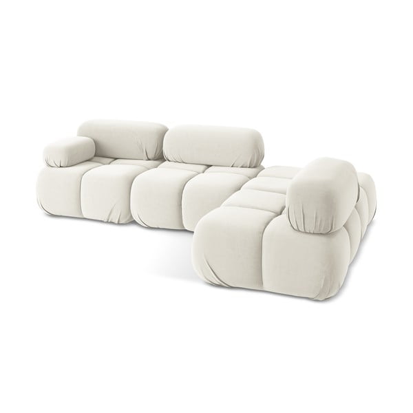 Biela zamatová modulárna rohová pohovka (pravý roh) Lokua – Makamii-image-4