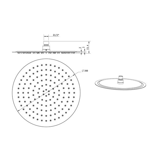Matne čierna hlavová sprcha z nehrdzavejúcej ocele ø 30 cm Slim – Sapho-image-1