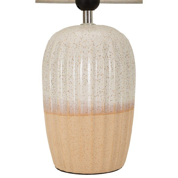 Krémovobiela keramická stolová lampa s textilným tienidlom (výška  44 cm) Japandi – Mauro Ferretti-image-3