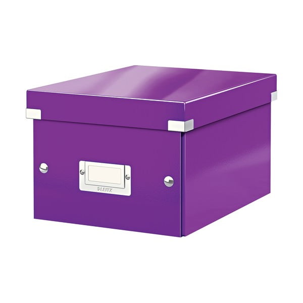 Fialový kartónový úložný box s vekom 22x28x16 cm Click&Store – Leitz