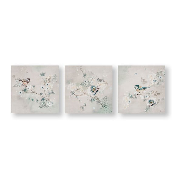 Sada 3 obrazov Graham & Brown Beautiful Birds Trio, 30 × 30 cm