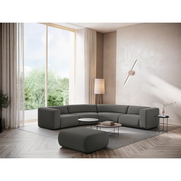 Sivá zamatová rohová pohovka Ekahi – Makamii-image-1