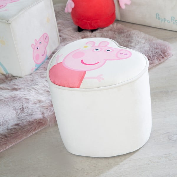 Biely zamatový detský puf Peppa Pig – Roba-image-4