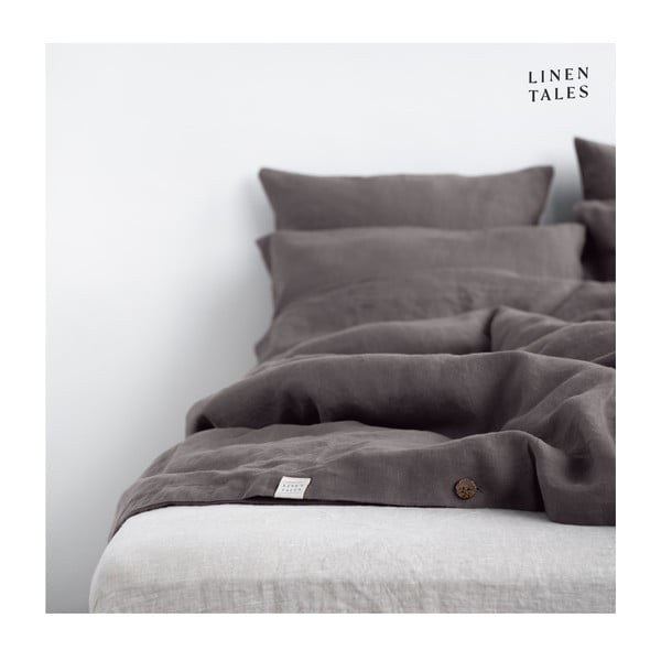 Tmavosivé ľanové obliečky na jednolôžko 140x200 cm - Linen Tales-image-3
