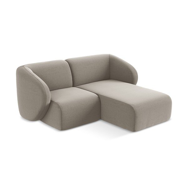 Svetlohnedá zamatová rohová pohovka (pravý roh/s leňoškou) Lani – Makamii-image-2