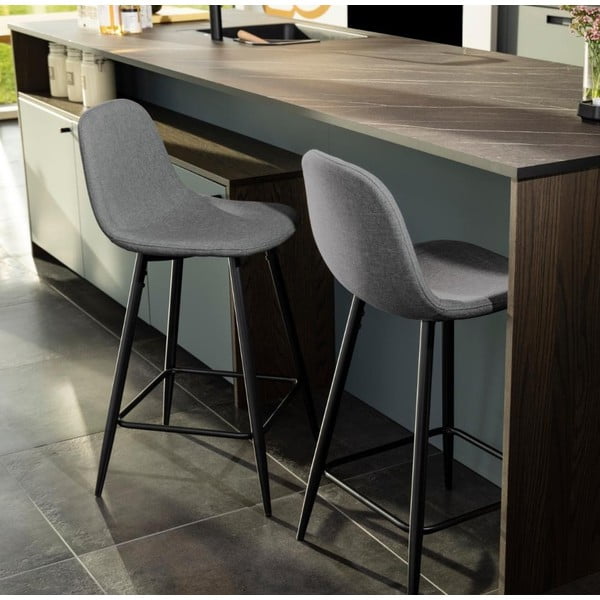 Svetlosivé čalúnené barové stoličky v súprave 2 ks (výška sedadla 65 cm) Wilma – Actona-image-1