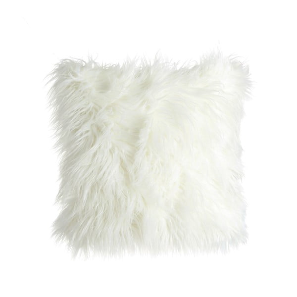 Biely vankúš Ixia Chic Fur, 45 x 45 cm