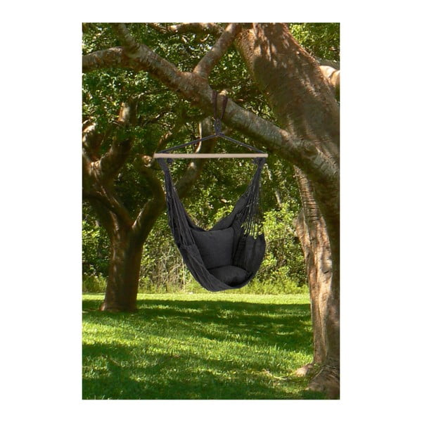 Čierne polstrované závesné záhradné kreslo Tobago – Garden Pleasure-image-2