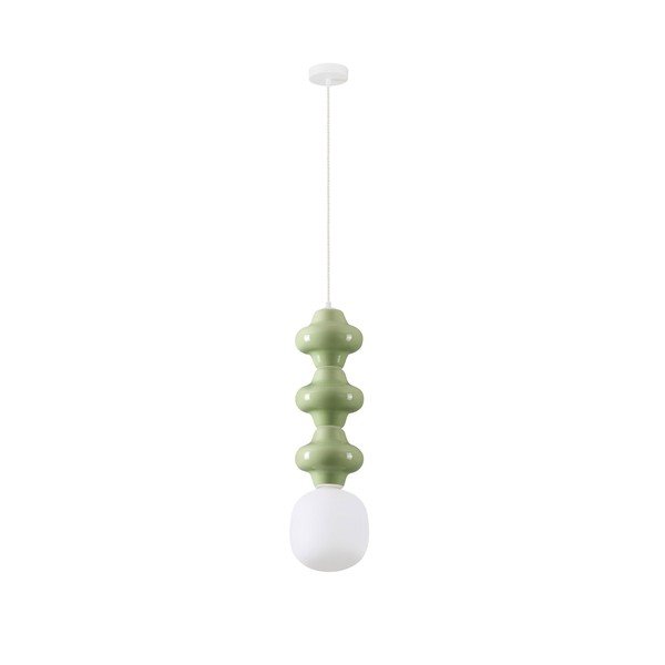 Biele/svetlozelené keramické závesné svietidlo so skleneným tienidlom ø 18 cm Clio – Nova Luce