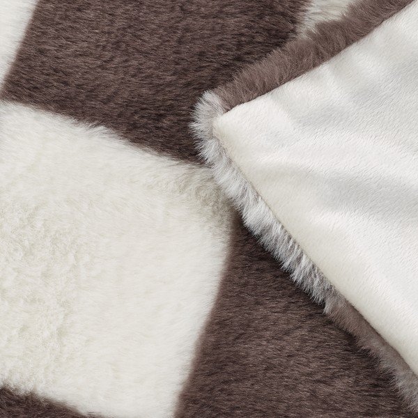 Biela/tmavohnedá deka 130x170 cm Cosy Soft Checkerboard – Catherine Lansfield-image-3