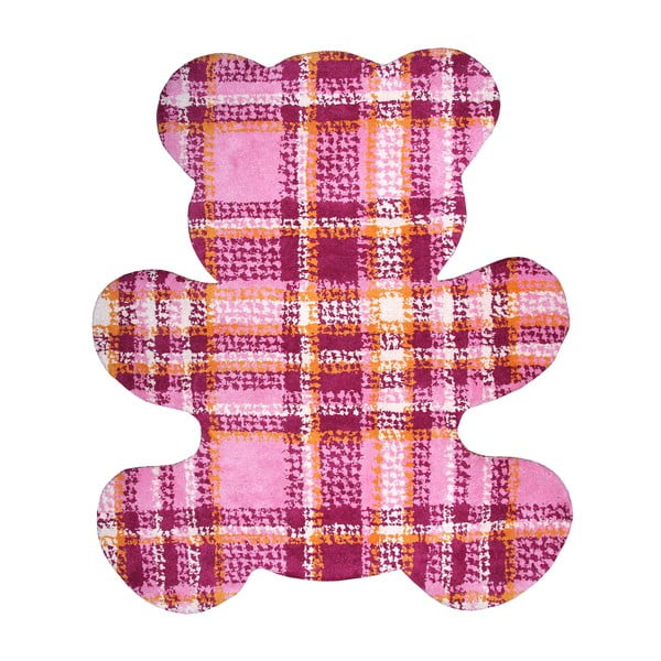 Detský ružový koberec Nattiot Teddy Tartan, 100 × 120 cm