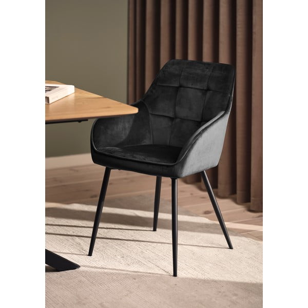 Sivé čalúnené jedálenské kreslá v súprave s podrúčkami 2 ks Nolan Square – Unique Furniture-image-1