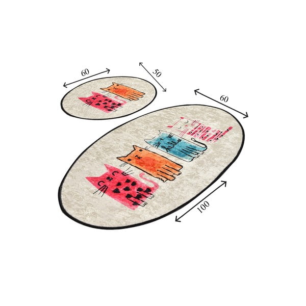 Svetlohnedé kúpeľňové predložky v súprave 2 ks 60x100 cm Baby Cats – Foutastic-image-3