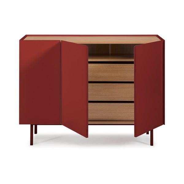 Červená nízka komoda v dekore duba 110x85 cm Arista – Teulat-image-3