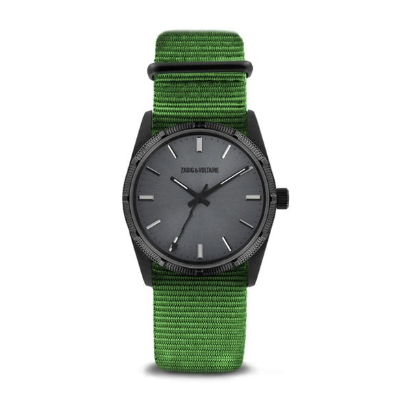 Zelené unisex hodinky s nylonovým remienkom Zadig & Voltaire