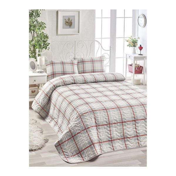 Set béžovej bavlnenej prikrývky cez posteľ a 2 obliečok na vankúše Harro Mento, 200 × 220 cm