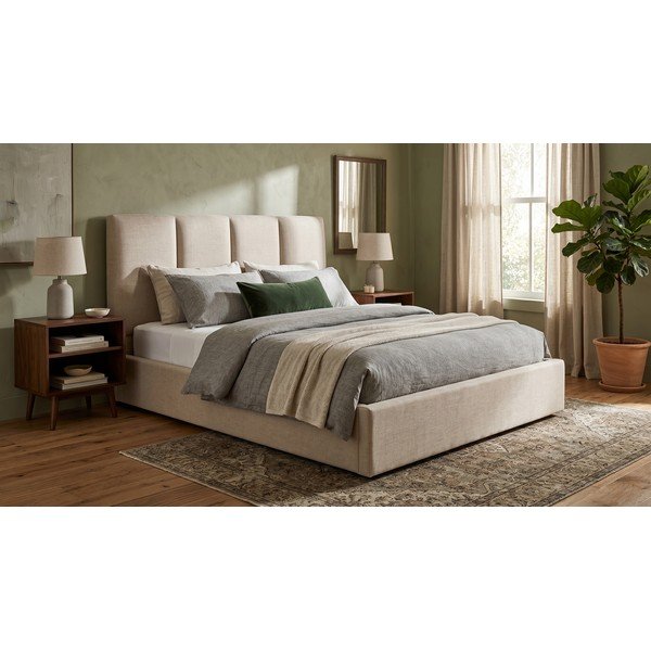 Béžová dvojlôžková posteľ Mazzini Beds Juniper, 160 x 200 cm-image-1