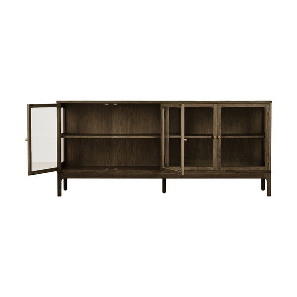 Tmavohnedá vitrína v dekore duba 180x80x40 cm Zamora – House Nordic-image-4