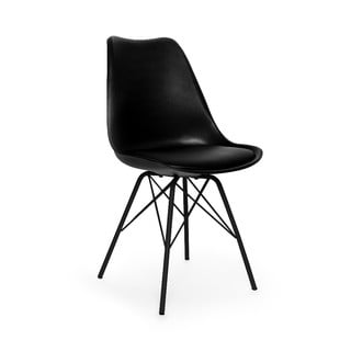 Súprava 2 čiernych stoličiek s čiernou kovovou podnožou Bonami Essentials Eco