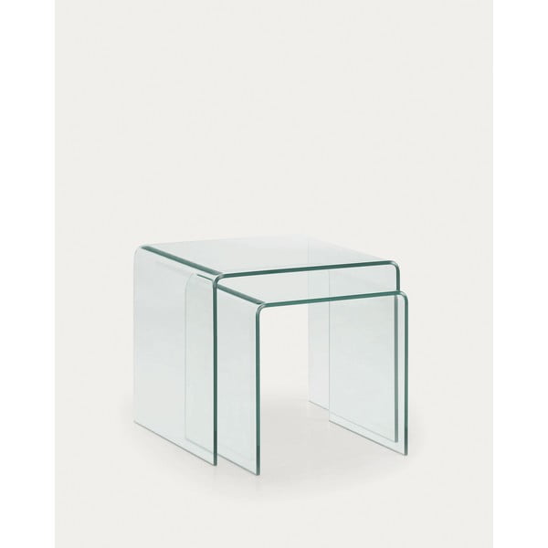 Sklenené konferenčné stolíky v súprave 2 ks 50x50 cm Burano – Kave Home-image-3